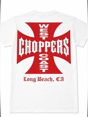 West Coast Choppers Long Beach Graphic Tee - White/Red size L vintage new